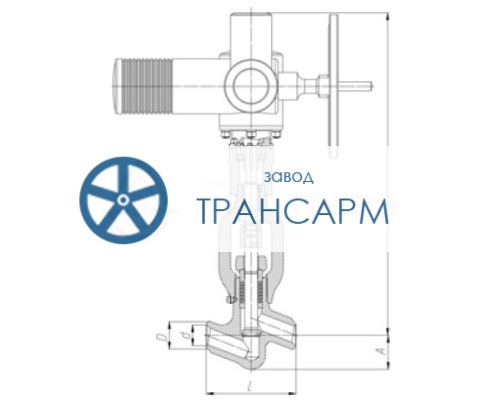 Клапан (вентиль) запорный под приварку с электроприводом (AUMA SA10.2-F10-380/50/3-22) 999-20-ЭД DN 20 PN 25,0 МПа Т545 °С, корпус ст. 12Х1МФ