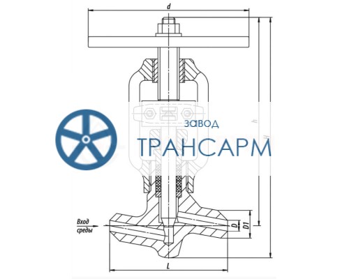 Клапан (вентиль) запорный под приварку ручной 1с-11-5 DN 50 PN 6,3 МПа Т425 °С, корпус ст. 20 Клапан (вентиль) запорный под приварку ручной 1с-11-5 DN 50 PN 6,3 МПа Т425 °С, корпус ст. 20