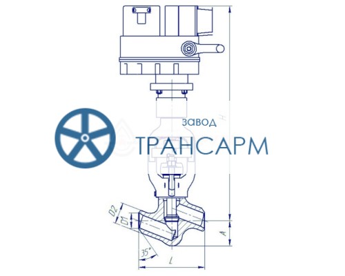 Клапан (вентиль) запорный под приварку с электроприводом (ЭП-З-100-24-А2-05-В-У1) 1с-11-5ЭН DN 50 PN 6,3 МПа Т425 °С , корпус ст. 20 Клапан (вентиль) запорный под приварку с электроприводом (ЭП-З-100-24-А2-05-В-У1) 1с-11-5ЭН DN 50 PN 6,3 МПа Т425 °С , корпус ст. 20