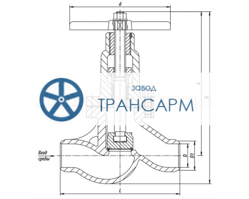 Клапан (вентиль) запорный под приварку ручной 1с-7-1 DN 80 PN 6,3 МПа Т425 °С, корпус ст. 25Л Клапан (вентиль) запорный под приварку ручной 1с-7-1 DN 80 PN 6,3 МПа Т425 °С, корпус ст. 25Л