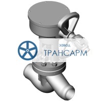 Клапан (вентиль) запорный под приварку с коническим редуктором 1с-9-2 DN 80 PN 10,0 МПа Т450 °С, корпус ст. 25Л