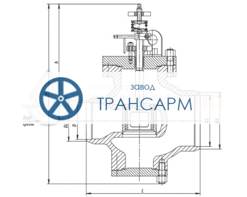 Клапан регулирующий под приварку ручной 6с-13-5 DN 250 PN 10,0 МПа Т450 °С, корпус ст. 25Л Клапан регулирующий под приварку ручной 6с-13-5 DN 250 PN 10,0 МПа Т450 °С, корпус ст. 25Л