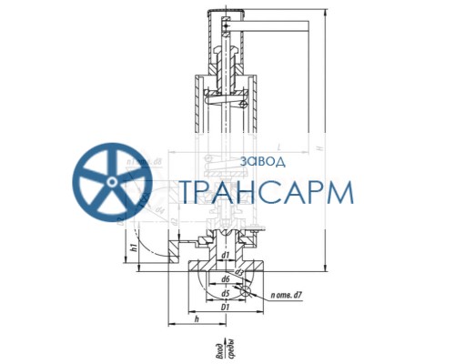 Клапан предохранительный фланцевый Т-31мс-1 DN 50 PN 6,4 МПа Т425 °С, корпус ст. 20 Клапан предохранительный фланцевый Т-31мс-1 DN 50 PN 6,4 МПа Т425 °С, корпус ст. 20