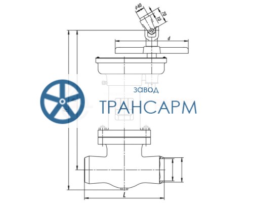 Задвижка запорная под приварку с цилиндрическим редуктором 2с-30-1 DN 80 PN 10,0 МПа Т450 °С, корпус ст. 25Л Задвижка запорная под приварку с цилиндрическим редуктором 2с-30-1 DN 80 PN 10,0 МПа Т450 °С, корпус ст. 25Л