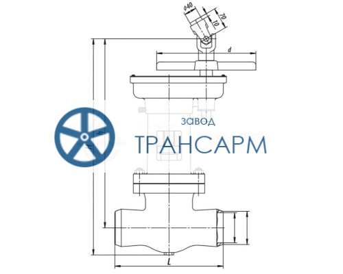 Задвижка запорная под приварку с цилиндрическим редуктором 2с-33-1 DN 80 PN 6,3 МПа Т425 °С, корпус ст. 25Л Задвижка запорная под приварку с цилиндрическим редуктором 2с-33-1 DN 80 PN 6,3 МПа Т425 °С, корпус ст. 25Л