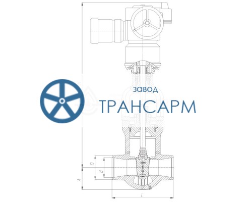 Задвижка запорная под приварку с электроприводом (MODACT MON 52031.2222N) 2с-33-2ЭК DN 100 PN 6,3 МПа Т425 °С, корпус ст. 25Л