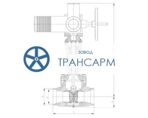 Задвижка запорная под приварку с электроприводом (AUMA SA14.6) 1015-150-ЭД DN 150 PN 9,8 МПа Т540 °С, корпус ст. 15Х1М1Ф