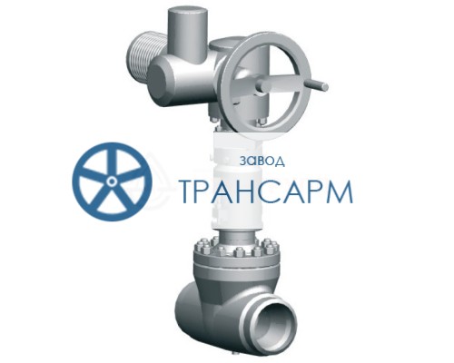 Задвижка запорная под приварку с электроприводом (AUMA SA14.6) 1511-150-ЭД DN 150 PN 10,0 МПа Т450 °С, корпус ст. 15ГС Задвижка запорная под приварку с электроприводом (AUMA SA14.6) 1511-150-ЭД DN 150 PN 10,0 МПа Т450 °С, корпус ст. 15ГС