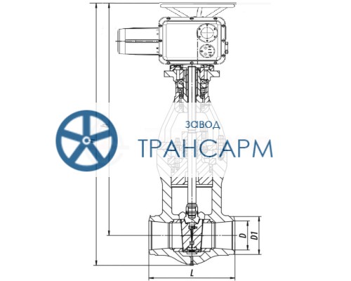 Задвижка запорная под приварку с электроприводом (ГЗ-Г.2500/24 У1) 880-200-ЭГ DN 200 PN 37,3 МПа Т280 °С, корпус ст. 15ГС Задвижка запорная под приварку с электроприводом (ГЗ-Г.2500/24 У1) 880-200-ЭГ DN 200 PN 37,3 МПа Т280 °С, корпус ст. 15ГС
