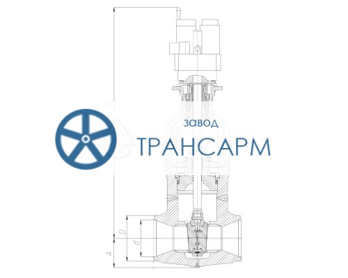 Задвижка запорная под приварку с электроприводом (ГИЮМ.303344.001-06) 2с-ЭН-3 DN 250 PN 10,0 МПа Т450 °С, корпус ст. 15ГС Задвижка запорная под приварку с электроприводом (ГИЮМ.303344.001-06) 2с-ЭН-3 DN 250 PN 10,0 МПа Т450 °С, корпус ст. 15ГС