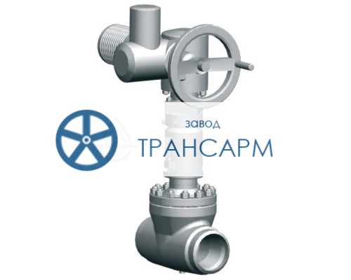 Задвижка запорная под приварку с электроприводом (AUMA SA16.2/GK30.2-F30-380/50/3-22) 883-250-ЭД DN 250 PN 13,7 МПа Т560 °С, корпус ст. 15Х1М1Ф