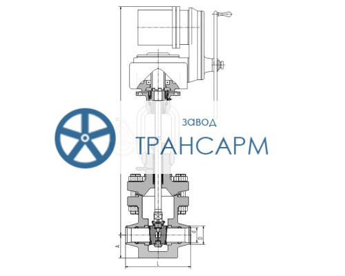 Задвижка запорная под приварку с электроприводом 933-200-Э DN 200 PN 11,0 МПа Т300 °С, корпус ст. 08Х18Н10Т