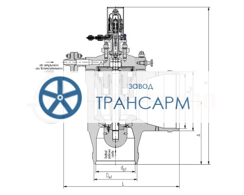 Клапан предохранительный под приварку PN 4,6 МПа Т260 °С, корпус ст. 20