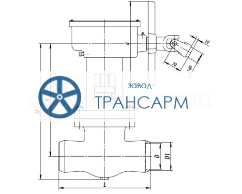 Задвижка запорная под приварку с коническим редуктором 1016-250-КЗ DN 250 PN 10,0 МПа Т450 °С, корпус ст. 15ГС Задвижка запорная под приварку с коническим редуктором 1016-250-КЗ DN 250 PN 10,0 МПа Т450 °С, корпус ст. 15ГС