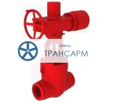 Задвижка запорная под приварку с электроприводом (854-Э-0) 880-350-ЭЛ DN 350 PN 37,3 МПа Т280 °С, корпус ст. 20ГСЛ