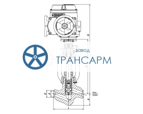 Клапан регулятор температуры прямоточный под приварку с электроприводом (МЭОФ-250/25-0,25У-99К) 22с-32-1-Э DN 32 PN 25,0 Т545 °С, корпус ст. 12Х1МФ Клапан регулятор температуры прямоточный под приварку с электроприводом (МЭОФ-250/25-0,25У-99К) 22с-32-1-Э DN 32 PN 25,0 Т545 °С, корпус ст. 12Х1МФ