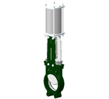 Задвижка шиберная Tecofi VG 4400-03N Ду450 Ру10 с пневм. приводом 2х стороннего действия, корпус ковкий чугун, уплотнение нитрил