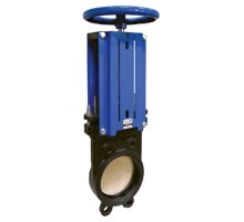 Задвижка шиберная ножевая KV10W Ду125 Ру16 чугунная EPDM со штурвалом