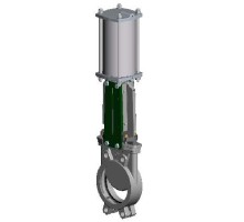 Задвижка шиберная Tecofi VG6400-03M Ду125 Ру10 с пневмоприводом 2х стороннего действия, корпус нержавеющая сталь, уплотнение металл/металл