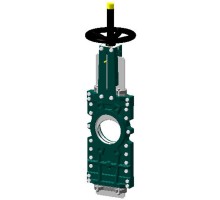 Задвижка шиберная Tecofi VGT 3400-00N Ду100 Ру10 со сквозным ножом со штурвалом, выдвижной шток, корпус чугун, уплотнение нитрил