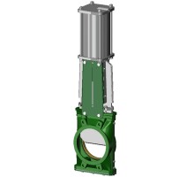 Задвижка шиберная Tecofi VGS 3400-03N Ду350 Ру10 под силос с пневмоприводом 2х стороннего действия, корпус чугун, уплотнение нитрил