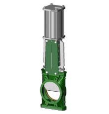 Задвижка шиберная Tecofi VGS 3400-03N Ду400 Ру10 под силос с пневмоприводом 2х стороннего действия, корпус чугун, уплотнение нитрил