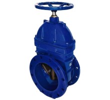 Задвижка клиновая Dendor 47GV.111121.3021.21.40000 Ду150 Ру16 с обрезиненным клином, чугунная, уплотнение - EPDM, фланцевая, со штурвалом и механическим указателем положения