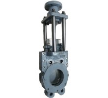 Задвижка шиберная ABRA KV-03 Ду200 Ру16 EPDM чугунная двусторонняя с выдвижным штоком и ISO фланцем под привод