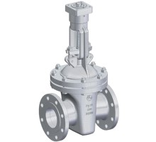 Задвижка клиновая ЧАЗ ЗКЛПЭ-25 30с964нж ГАЗ Ду200 Ру25 фланцевая, корпус - сталь, уплотнение - ТРГ, под привод