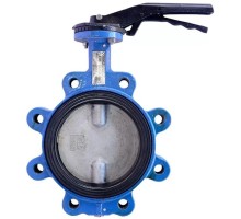 Затвор дисковый поворотный Tecofi TECFLY VPI 4649-02VI Ду100 Ру16 межфланцевые, корпус - чугун, диск - нержавеющая сталь, уплотнение — Viton, с рукояткой