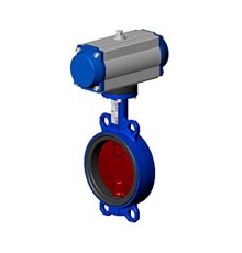 Затвор дисковый поворотный Tecofi TECFLY  VPI 4448-N03 Ду80 Ру16 межфланцевый, корпус - чугун, диск - чугун, уплотнение - EPDM, с пневмопривдом двойного действия
