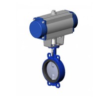 Затвор дисковый поворотный Tecofi TECFLY  VPI 4448-N07 Ду40 Ру16 межфланцевый, корпус - чугун, диск - чугун, уплотнение - EPDM, с пневмопривдом с возвратными пружинами