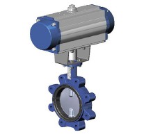 Затвор дисковый поворотный Tecofi TECFLY VPI 4649-N07EP Ду65 Ру16 межфланцевый с резьбовыми проушинами, корпус - чугун, диск - GX5CrNiMo19-11-2, уплотнение - EPDM, с пневмоприводом одностороннего действия