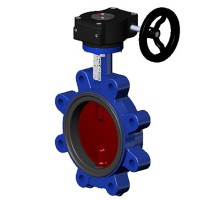 Затвор дисковый поворотный Tecofi TECFLY VPI 4648-08NI Ду50 Ру16 межфланцевый с резьбовыми проушинами, корпус - чугун, диск - чугун, уплотнение - NBR, с редуктором