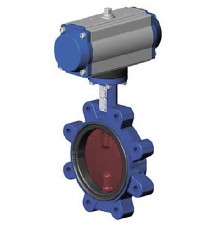 Затвор дисковый поворотный Tecofi TECFLY VPI 4648-N03NI Ду40 Ру16 межфланцевый с резьбовыми проушинами, корпус - чугун, диск - чугун, уплотнение - NBR, с пневмоприводом двойного действия