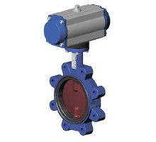 Затвор дисковый поворотный Tecofi TECFLY VPI 4648-N03EP Ду50 Ру16 межфланцевый с резьбовыми проушинами, корпус - чугун, диск - чугун, уплотнение - EPDM, с пневмоприводом двойного действия