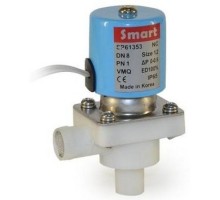 Клапан электромагнитный Smart SP-61353 12мм Ду8 Ру1 резьбовой, прямого действия, нормально закрытый, полипропиленовый, уплотнение силикон VMQ, Kvs=1.98, DC 24v
