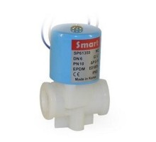 Клапан электромагнитный Smart SP-61356 6мм Ду2.5 Ру10 резьбовой, прямого действия, нормально закрытый, полипропиленовый, уплотнение EPDM, быстросъемный, AC 220v