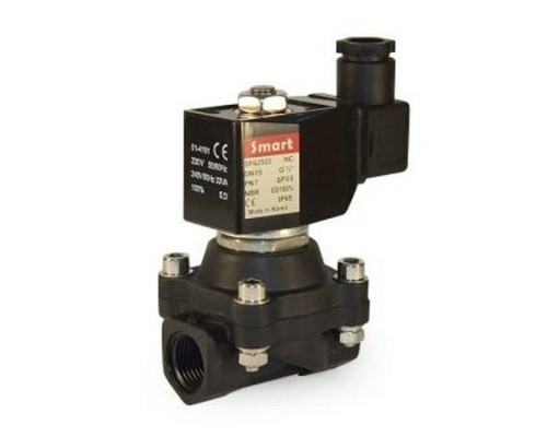 Клапан электромагнитный Smart SF-6252 G 1/2″ Ду15 Ру10 резьбовой, прямого действия, нормально закрытый, пластиковый, уплотнение NBR, DC 24V Клапан электромагнитный Smart SF-6252 G 1/2″ Ду15 Ру10 резьбовой, прямого действия, нормально закрытый, пластиковый, уплотнение NBR, DC 24V