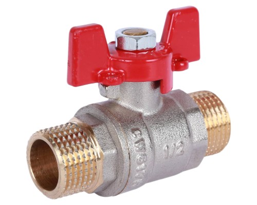 Кран шаровой ROMMER RBV-0007 1/2″ Ду15 Ру40 полнопроходной муфтовый, латунный, наружная/наружная резьба, управление ручка-бабочка Кран шаровой ROMMER RBV-0007 1/2″ Ду15 Ру40 полнопроходной муфтовый, латунный, наружная/наружная резьба, управление ручка-бабочка