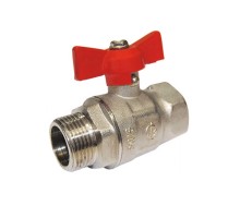 Кран шаровой ГАЛЛОП Крепыш 331 никель 3/4″ Ду20 Py16 полнопроходной, внутренняя-наружная резьба, ручка-бабочка, латунный никелированный