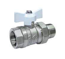 Кран шаровой ГАЛЛОП Стандарт 232 никель 3/4″ Ду20 Py40 внутренняя резьба/американка полнопроходной, управление ручка-бабочка белая , корпус - латунь