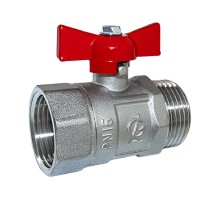 Кран шаровой ГАЛЛОП Практик 131 никель 1″ Ду25 Py16 ВР-НР стандартнопроходной, управление ручка-бабочка, корпус - латунь