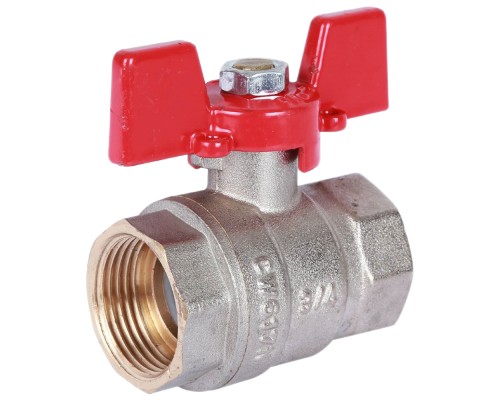 Кран шаровой ROMMER RBV-0003 3/4″ Ду20 Ру40 полнопроходной муфтовый, латунный, внутренняя/внутренняя резьба, управление ручка-бабочка Кран шаровой ROMMER RBV-0003 3/4″ Ду20 Ру40 полнопроходной муфтовый, латунный, внутренняя/внутренняя резьба, управление ручка-бабочка