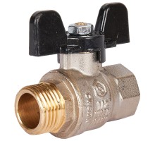Кран шаровой STOUT SVB-0014 1/2″ Ду15 Ру40 стандартнопроходной муфтовый, латунный, внутренняя/наружная резьба, управление ручка-бабочка