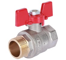 Кран шаровой ROMMER RBV-0004 3/4″ Ду20 Ру40 полнопроходной муфтовый, латунный, внутренняя/наружная резьба, управление ручка-бабочка
