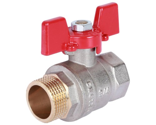 Кран шаровой ROMMER RBV-0004 3/4″ Ду20 Ру40 полнопроходной муфтовый, латунный, внутренняя/наружная резьба, управление ручка-бабочка Кран шаровой ROMMER RBV-0004 3/4″ Ду20 Ру40 полнопроходной муфтовый, латунный, внутренняя/наружная резьба, управление ручка-бабочка