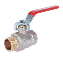 Кран шаровой ROMMER RBV-0002 3/4″ Ду20 Ру40 полнопроходной муфтовый, латунный, внутренняя/наружная резьба, управление ручка-рычаг