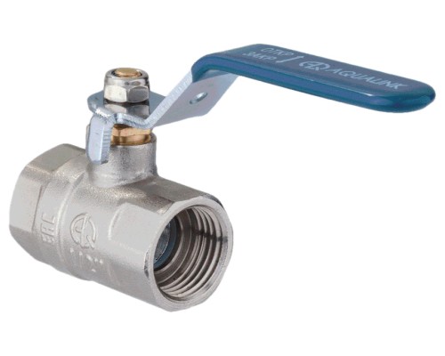 Кран шаровой AQUALINK ВР-ВР 1″ Ду25 Ру35 полнопроходной муфтовый, латунный, внутренняя/внутренняя резьба, управление ручка-рычаг Кран шаровой AQUALINK ВР-ВР 1″ Ду25 Ру35 полнопроходной муфтовый, латунный, внутренняя/внутренняя резьба, управление ручка-рычаг