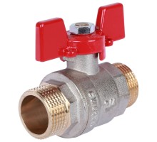 Кран шаровой ROMMER RBV-0007 3/4″ Ду20 Ру40 полнопроходной муфтовый, латунный, наружная/наружная резьба, управление ручка-бабочка